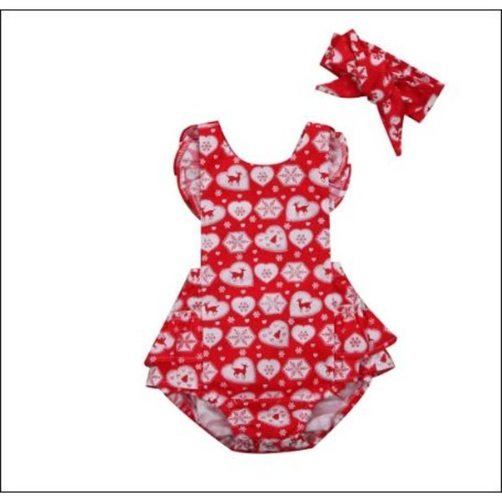 New Red infant girl's romper and bow 3-6 months
